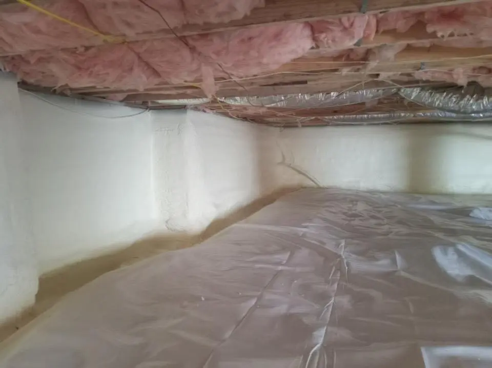 Crawl space encapsulation with closed-cell spray foam for Attic Insulation in Montague